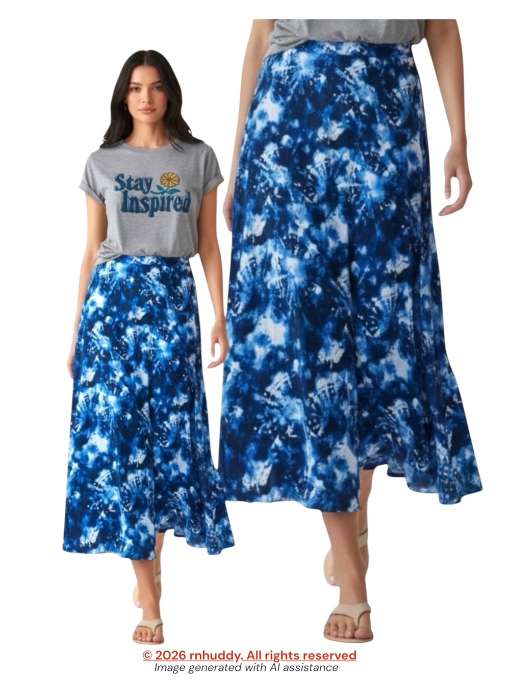 Jessica London 22/24 blue tie-dye maxi skirt